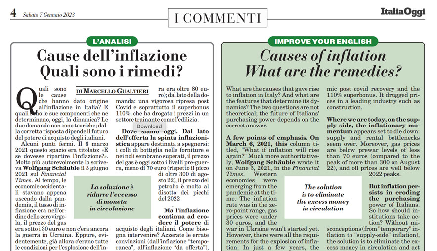 Cause dell'inflazione Quali sono i rimedi