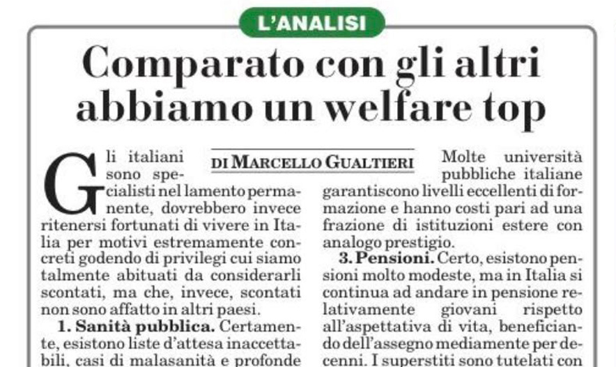 Comparato con gli altri abbiamo un welfare top