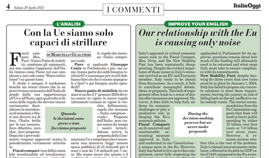 Con la Ue siamo solo capaci di strillare