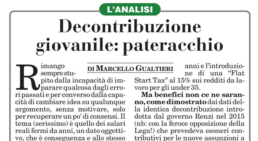 Decontribuzione giovanile pateracchio