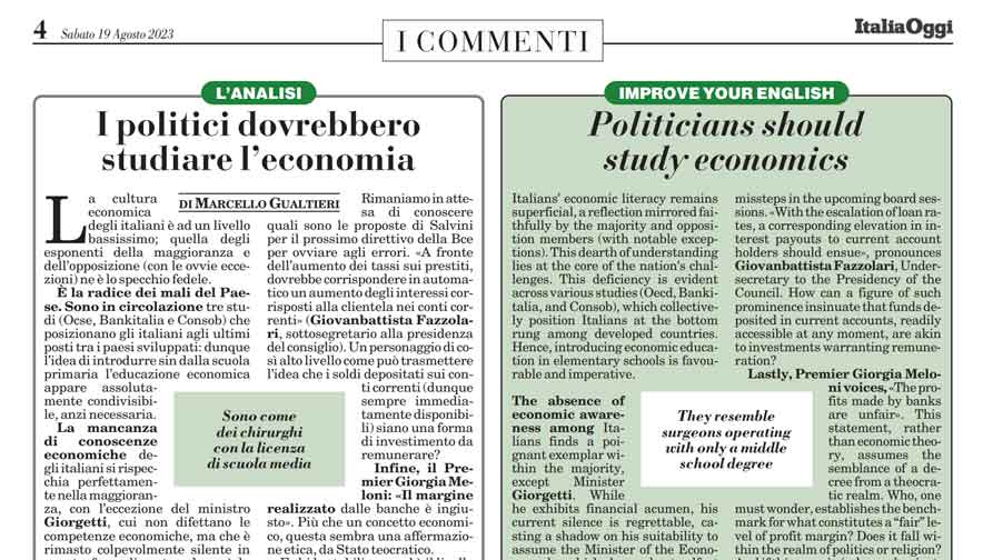 I politici dovrebbero studiare leconomia