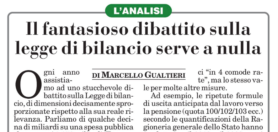 Il fantasioso dibattito sulla legge di bilancio serve a nulla