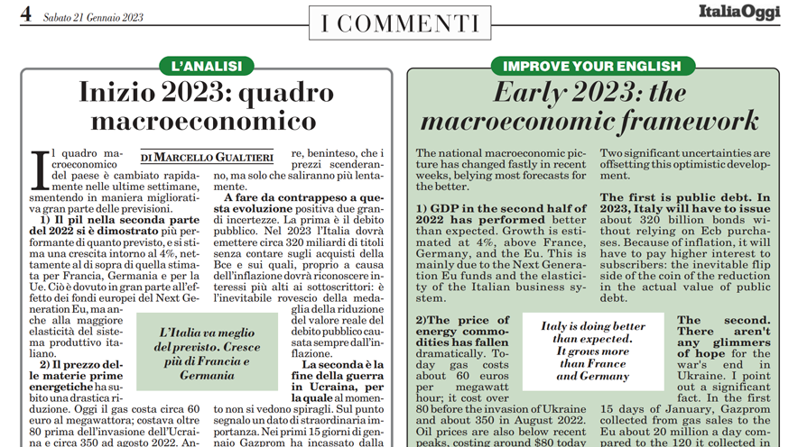 Inizio 2023- quadro macroeconomico