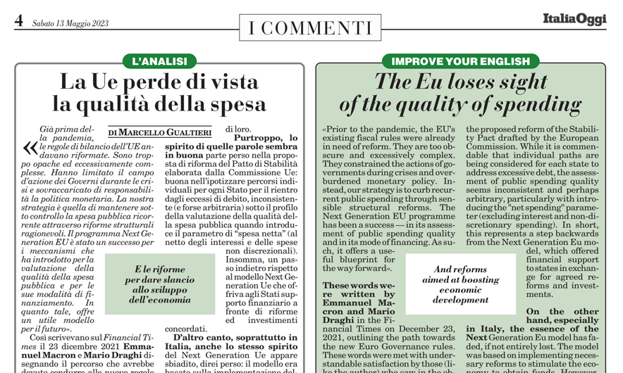 La Ue perde di vista la qualita' della spesa
