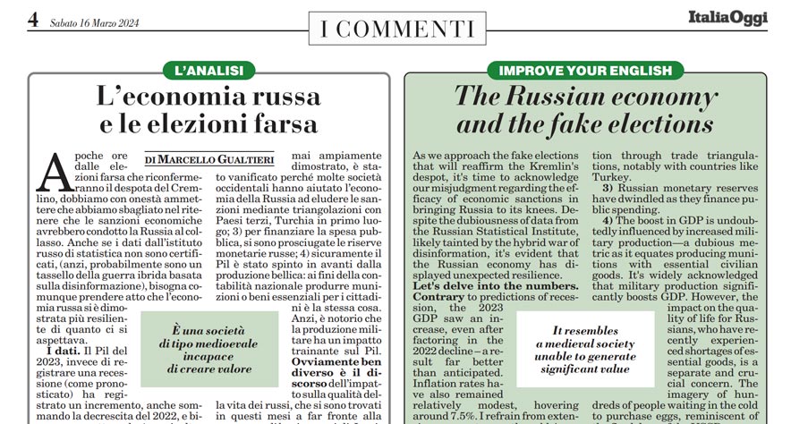 Leconomia russa e le elezioni farsa