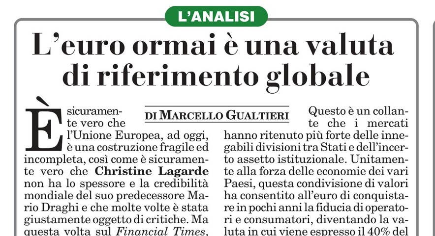 L'euro ormai è una valuta di riferimento globale