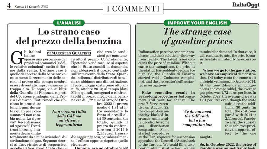 Lo strano caso del prezzo della benzina
