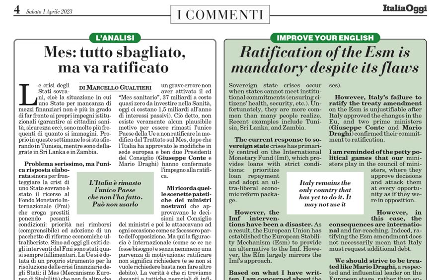 Mes: tutto sbagliato, ma va ratificato