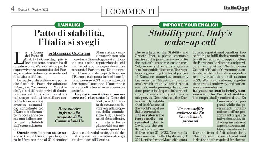 Patto di stabilità, l'Italia si svegli