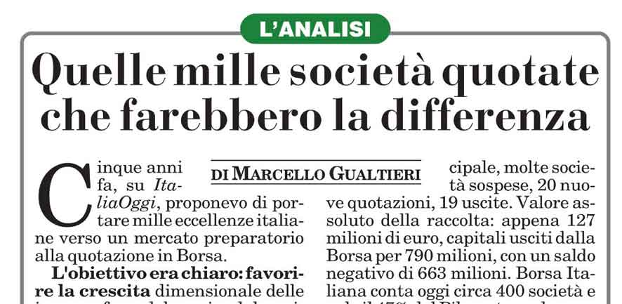 Quelle mille società quotate che farebbero la differenza