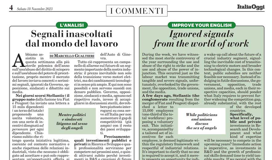 Segnali inascoltati dal mondo del lavoro