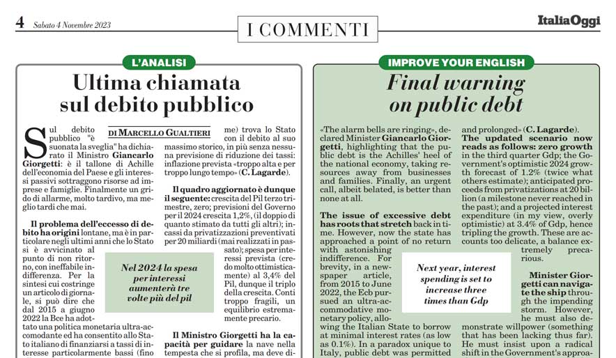 Ultima chiamata sul debito pubblico