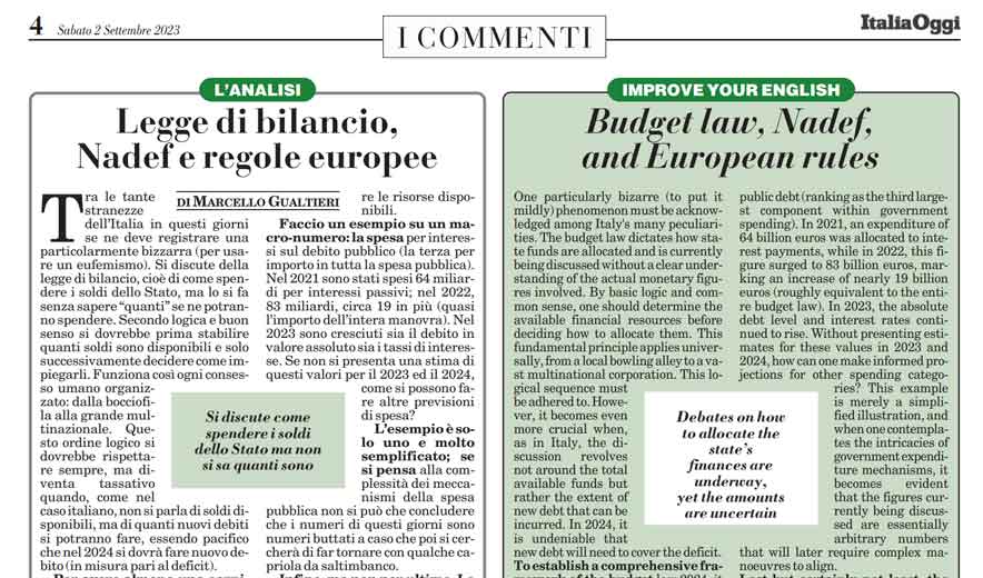 Legge di bilancio, Nadef e regole europee